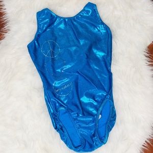 Gymnastic Blue Metallic Leotards Size Petite Adult